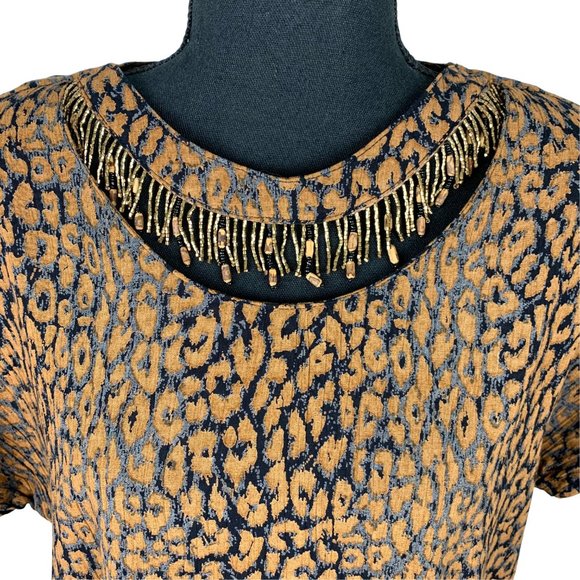 VINTAGE 80s Carole Little Leopard Print Top & Skirt Set - Picture 4 of 14